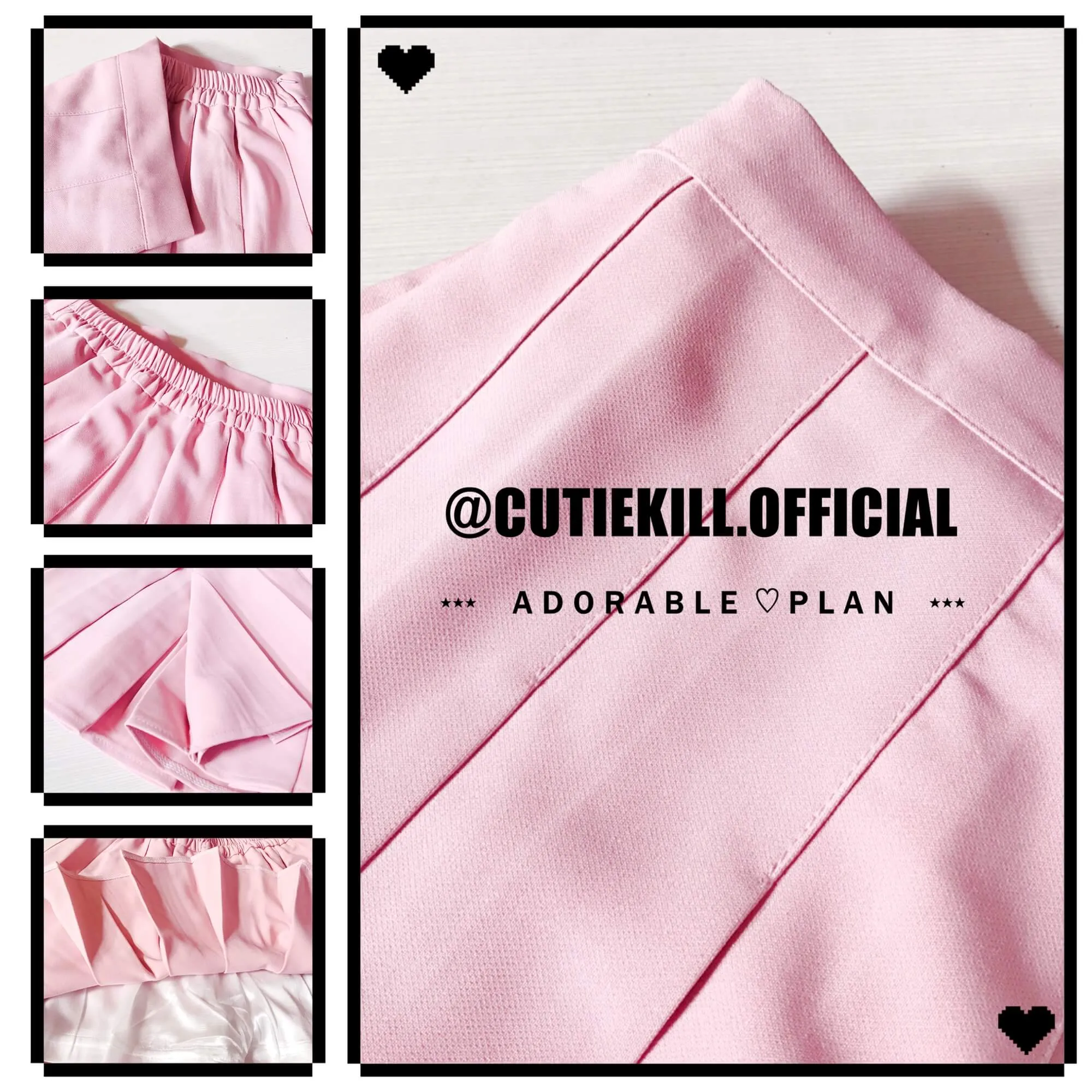 [Plus size] Kawaii pure pink A-line pleated skirt