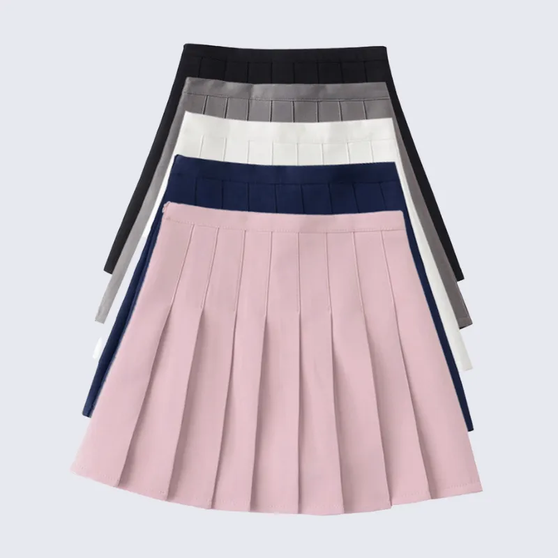 [Plus size] Kawaii pure pink A-line pleated skirt