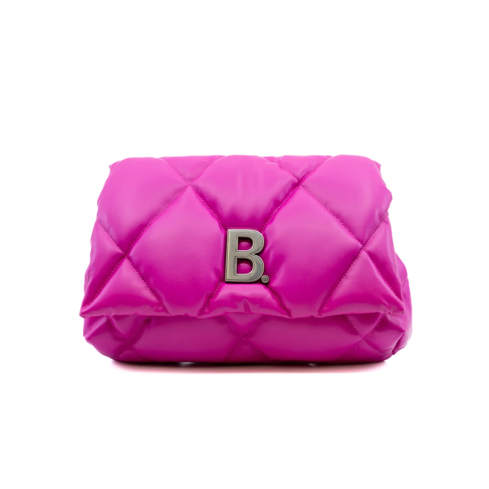 Puffy Touch Pink Quilted Lambskin Leather Clutch Bag PHW