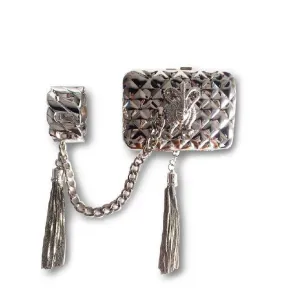 QUEEN TASSEL BRACELET MINAUDIÈRE / CLUTCH SILVER