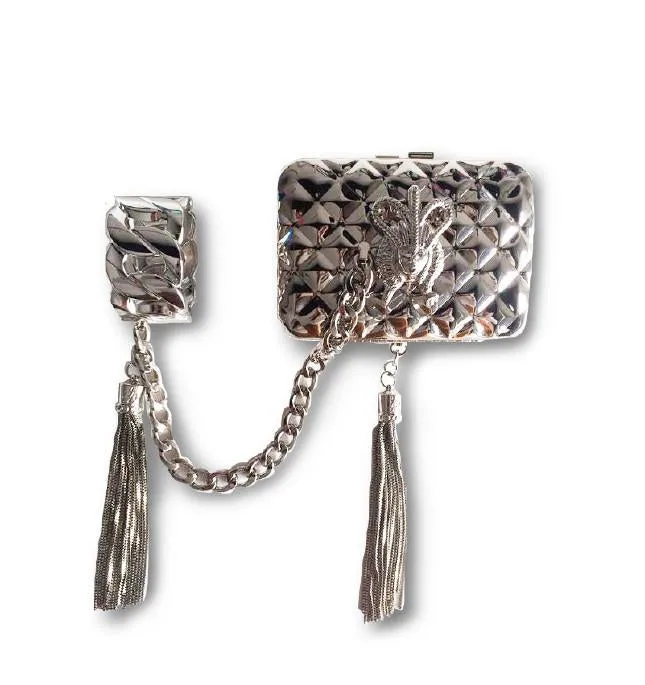 QUEEN TASSEL BRACELET MINAUDIÈRE / CLUTCH SILVER