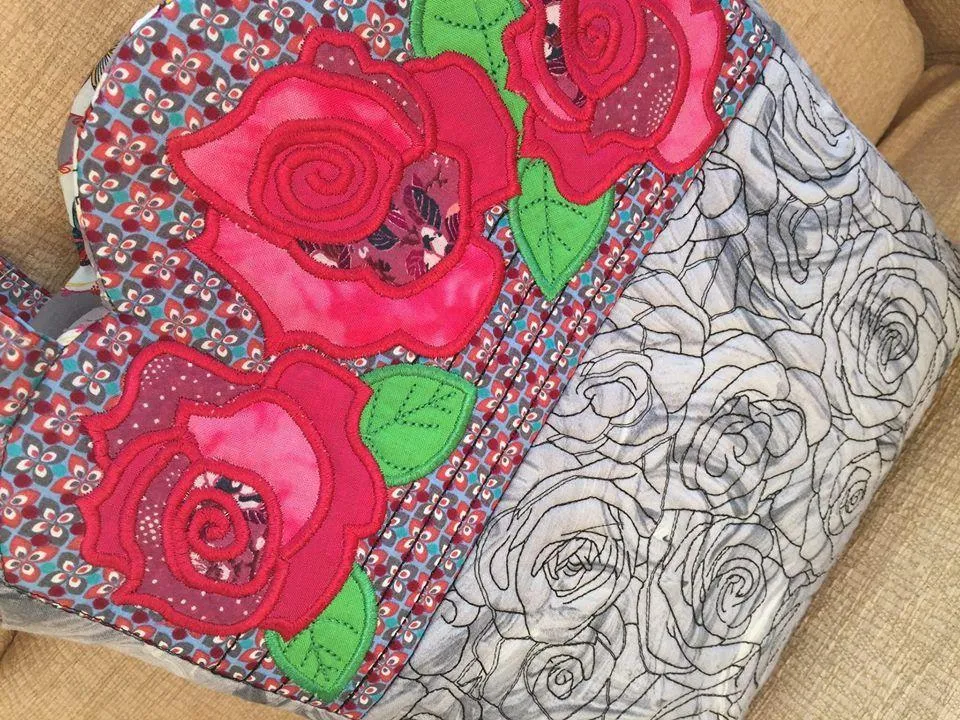 Quilted Roses Bag 6x10 7x12