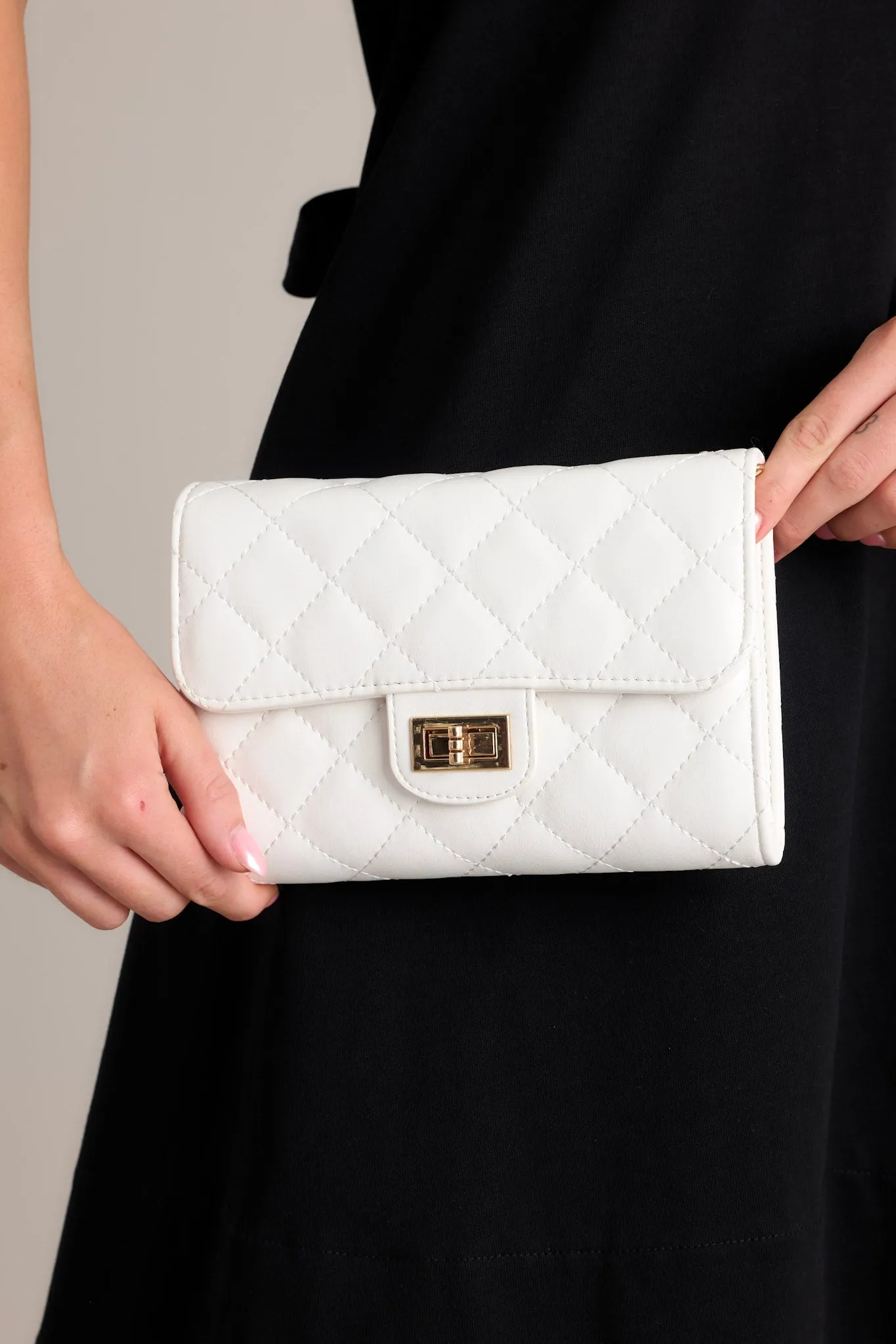 Refined Grace White Quilted Handbag