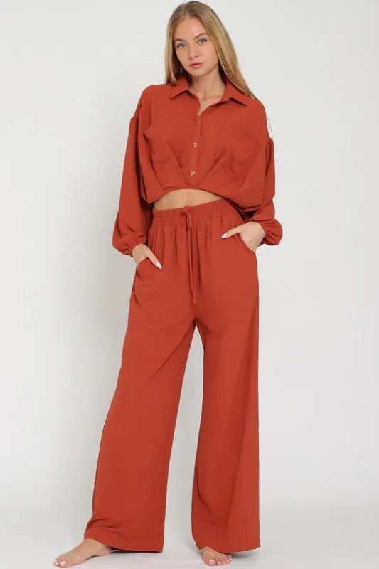 Rust High Waisted Long Pants