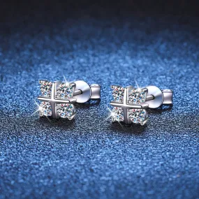 Silver Moissanite Cross Earrings – Elegant & Simple