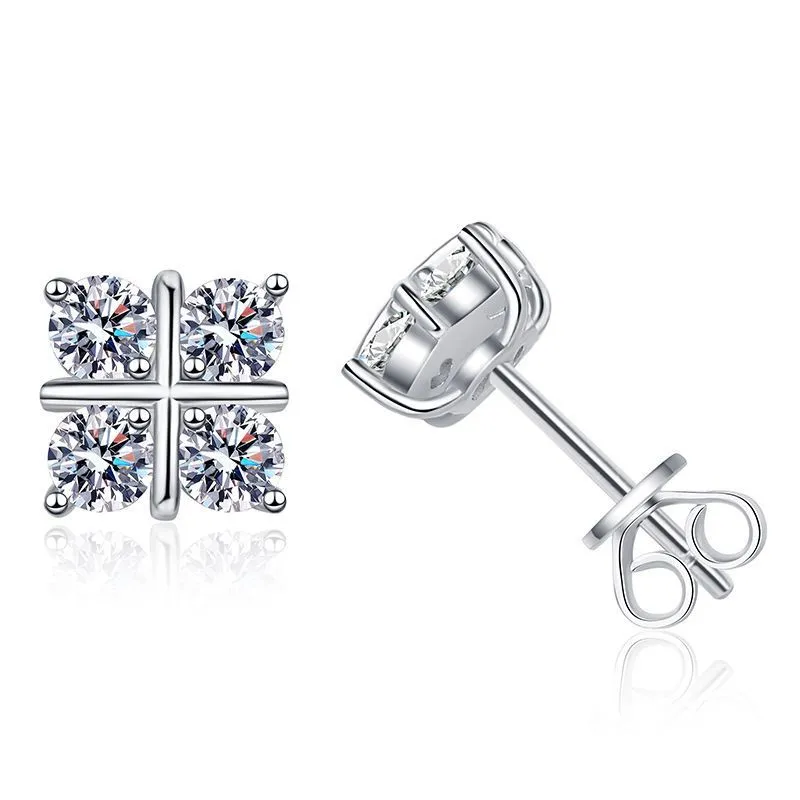 Silver Moissanite Cross Earrings – Elegant & Simple