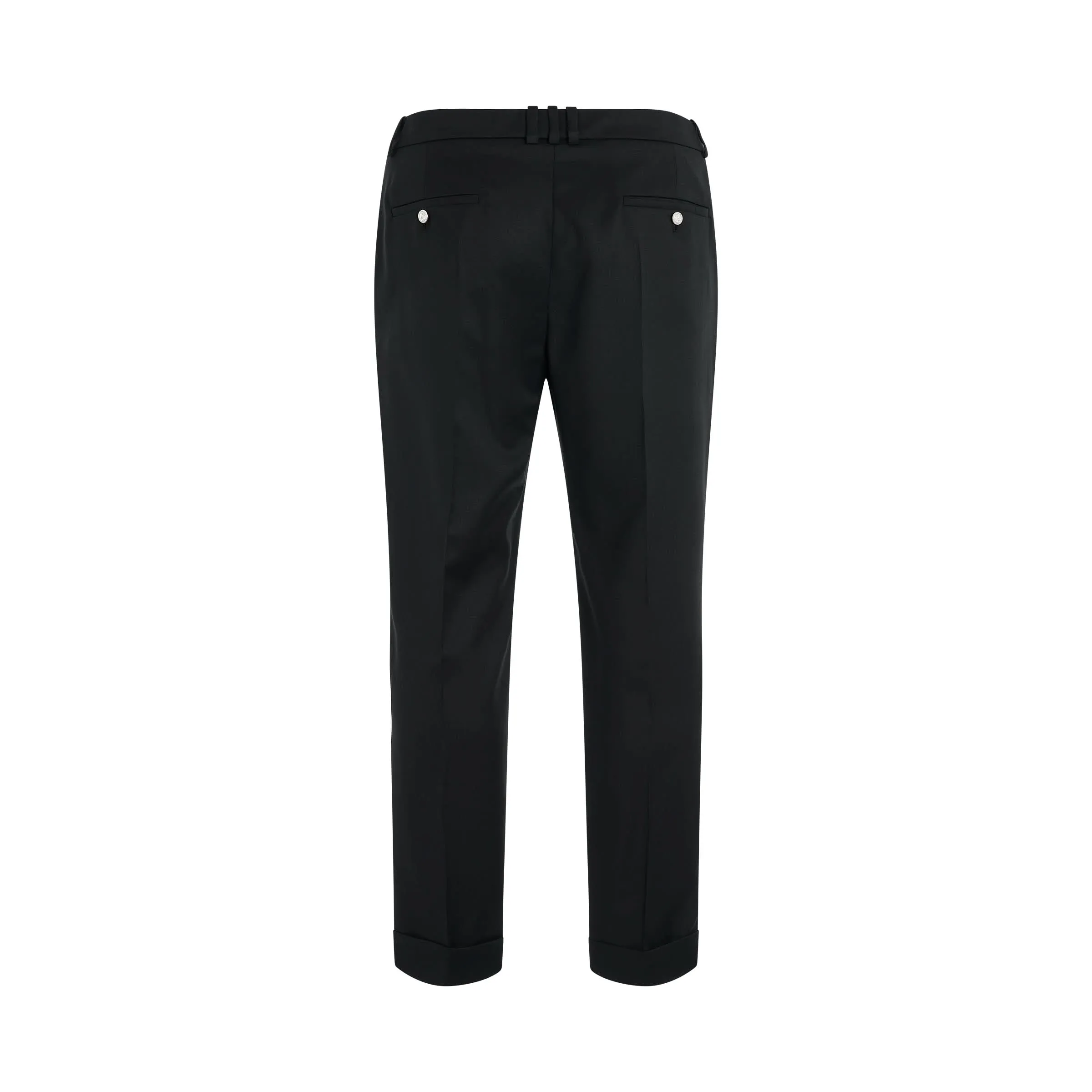 Straight Tailored Wool Pants in Black