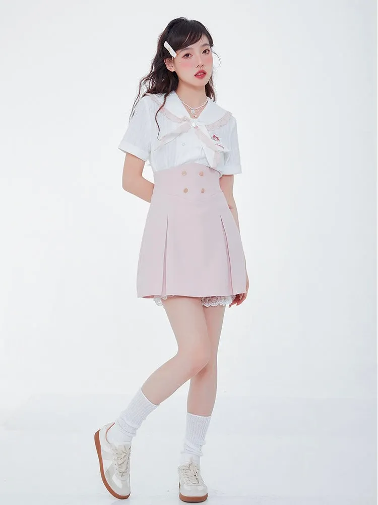 Sweet and Cute My Melody High Waist Skirt with Pettipants