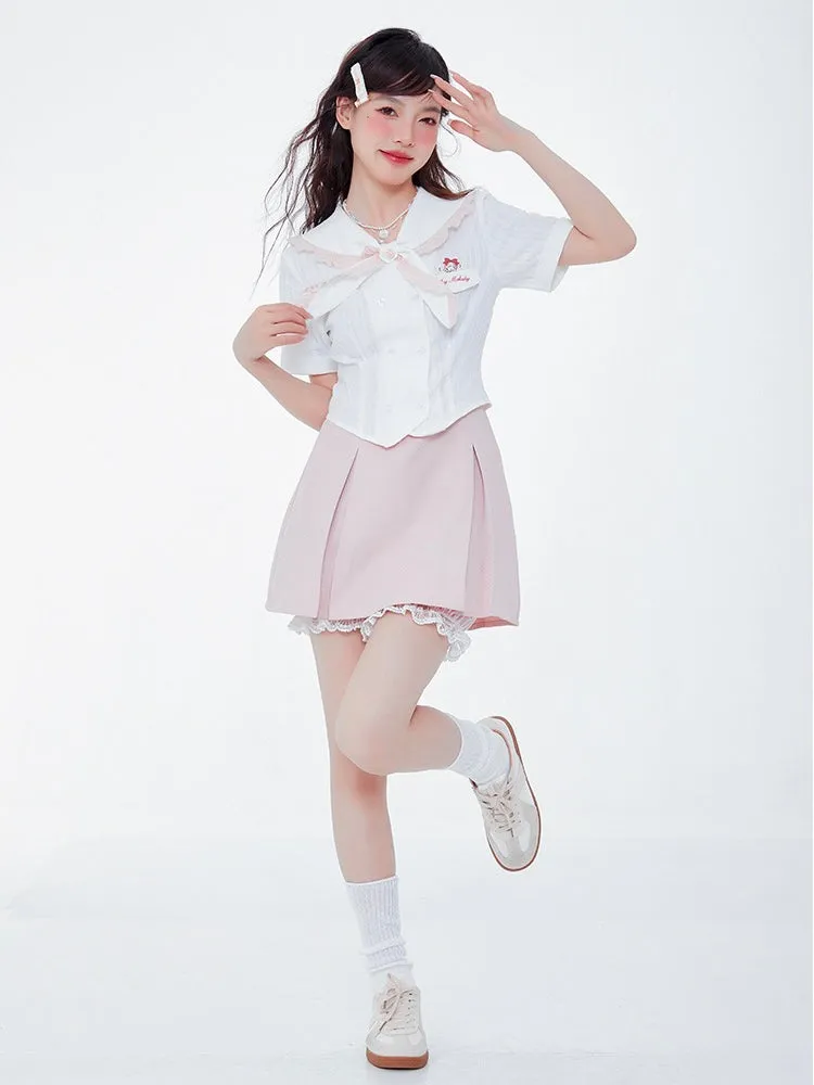 Sweet and Cute My Melody High Waist Skirt with Pettipants