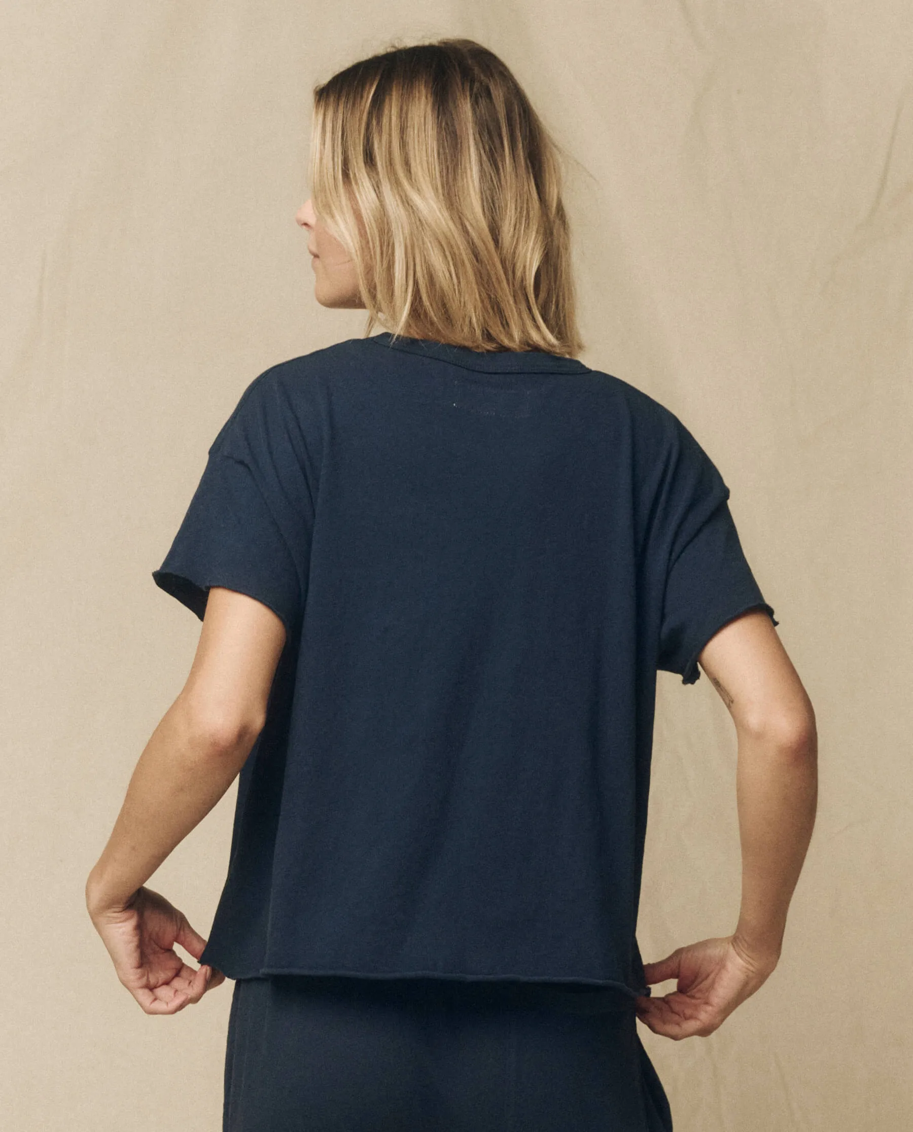 The Crop Tee. Solid -- True Navy