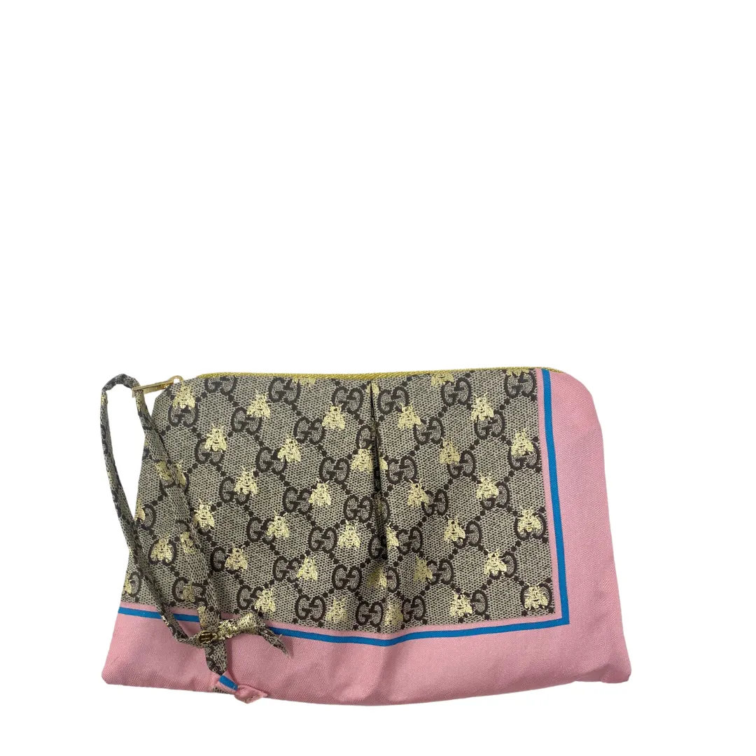 The Heirloom Scarf Clutch, Made from Gucci's "GG Bees and Monogram" Scarf