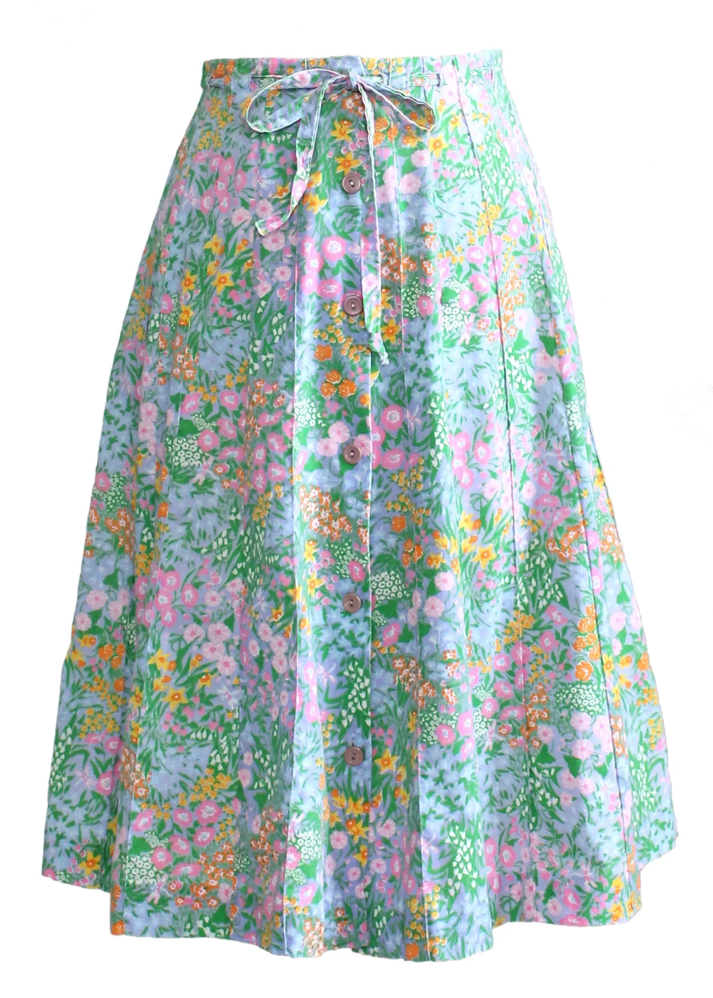 Vintage 1970s Pastel Garden Summer Skirt