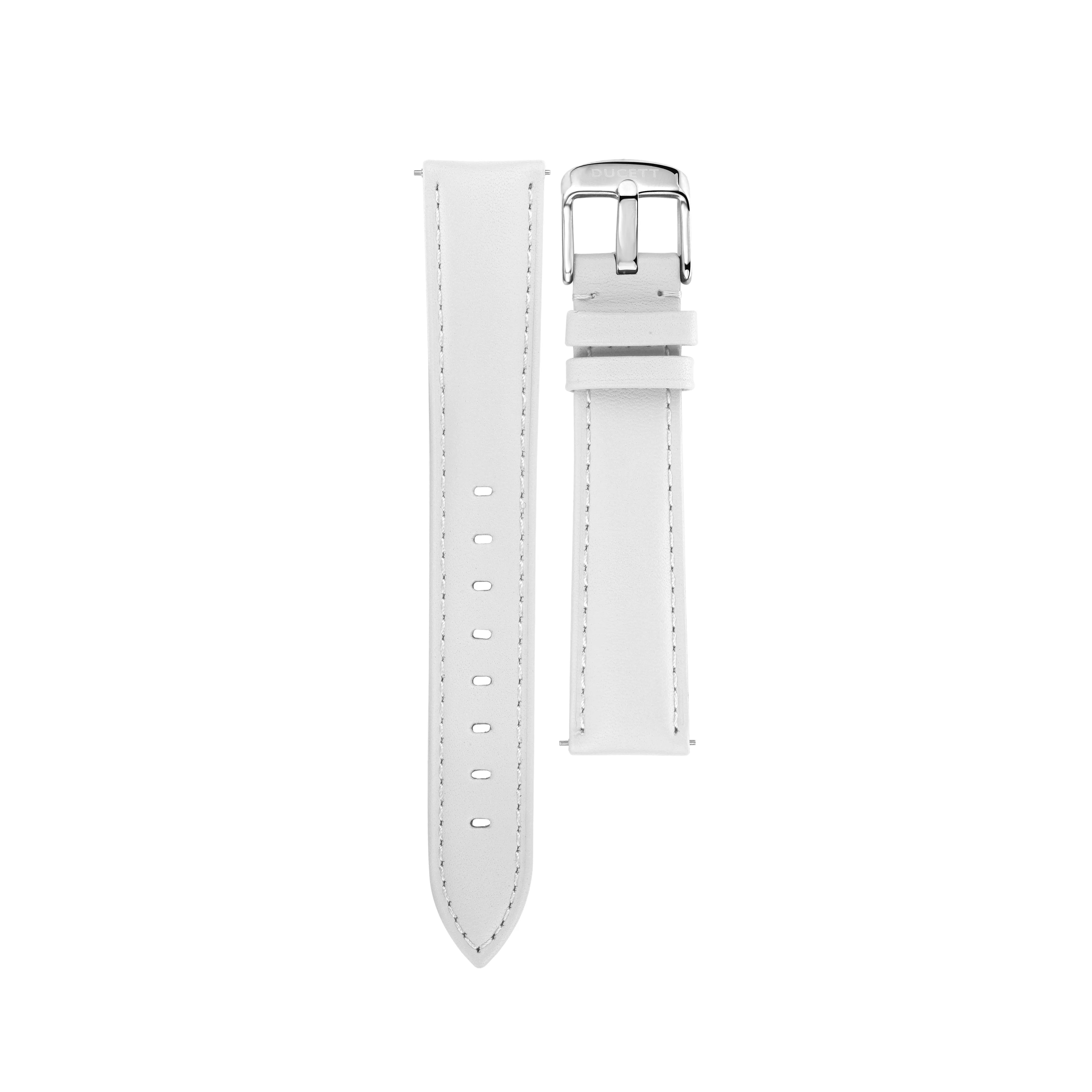 White leather strap silver