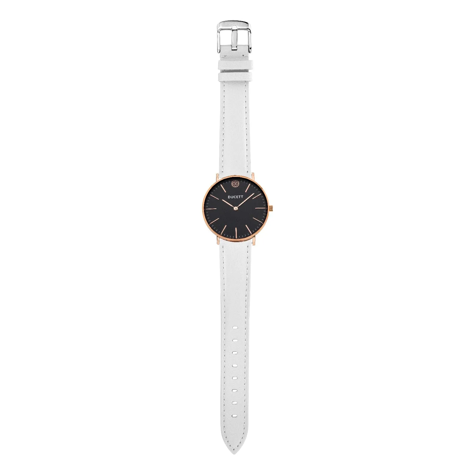 White leather strap silver