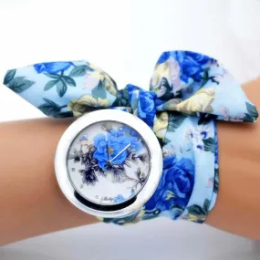 Women Floral Fabric Design Wrist Watches