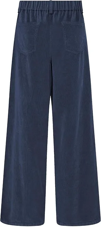 Women's Casual High Waist Pocket Polyester Relaxed Fit Wide Leg Pants