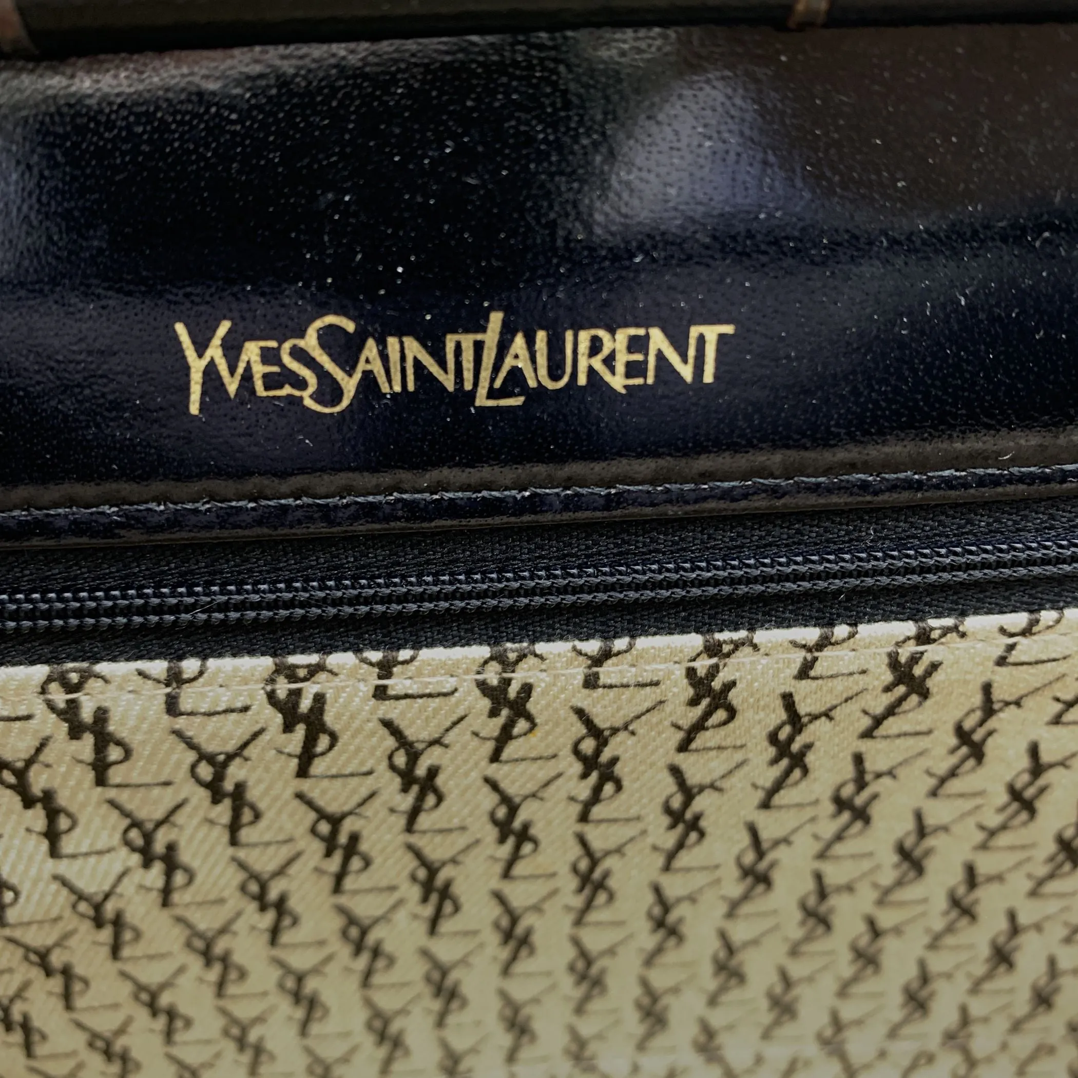 Yves Saint Laurent Vintage Black V Quilted Leather Clutch Bag Handbag